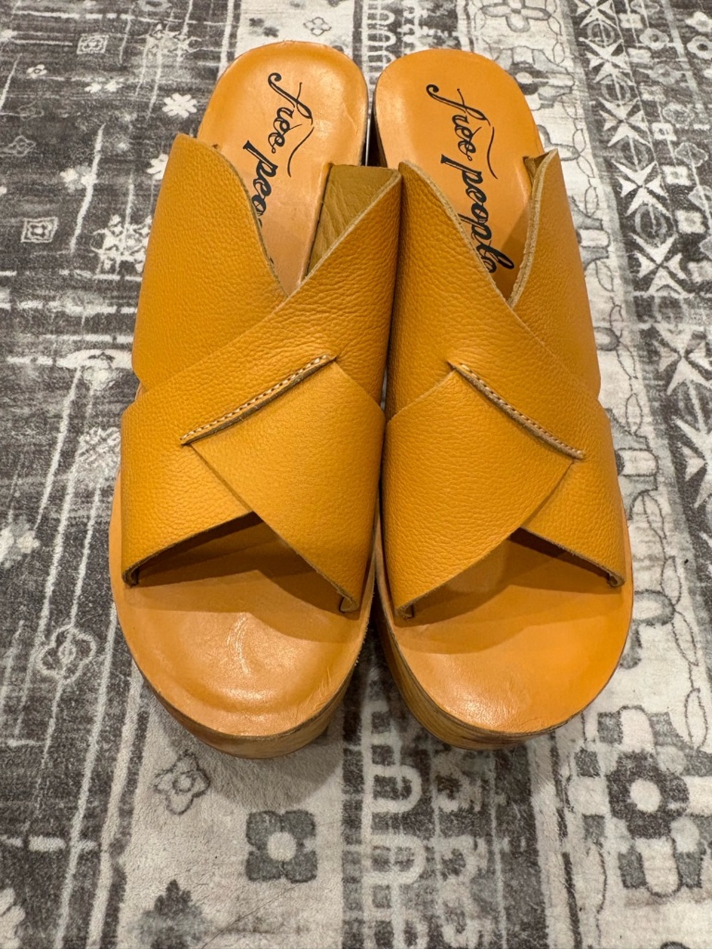 Free People Leather Crossover Slide chunky clogs